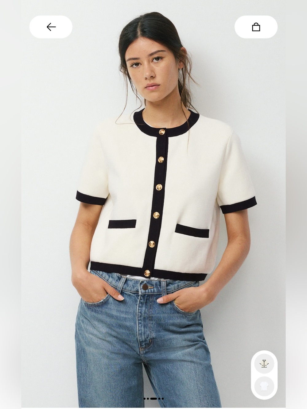 BNWT!Babaton Approach Cardigan - Cream/ Black, size Small